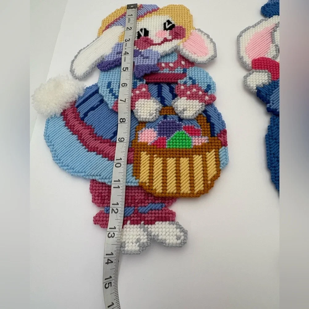 Colorful Handmade Easter Bunny Needlepoint Decor